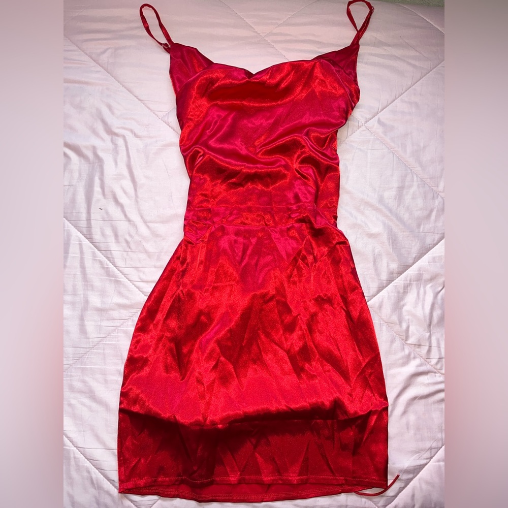 Shein Red Silk Dress